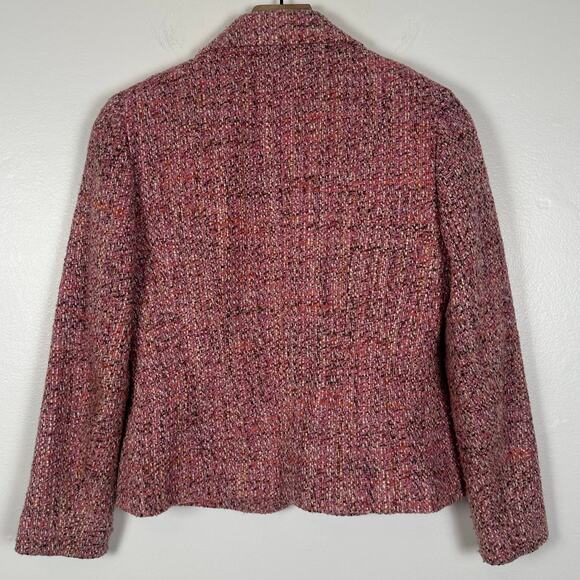 Talbots Petites Womens Tweed Wool Blend Lined Marled Pink Suit Jacket Blazer 2 - Picture 2 of 7